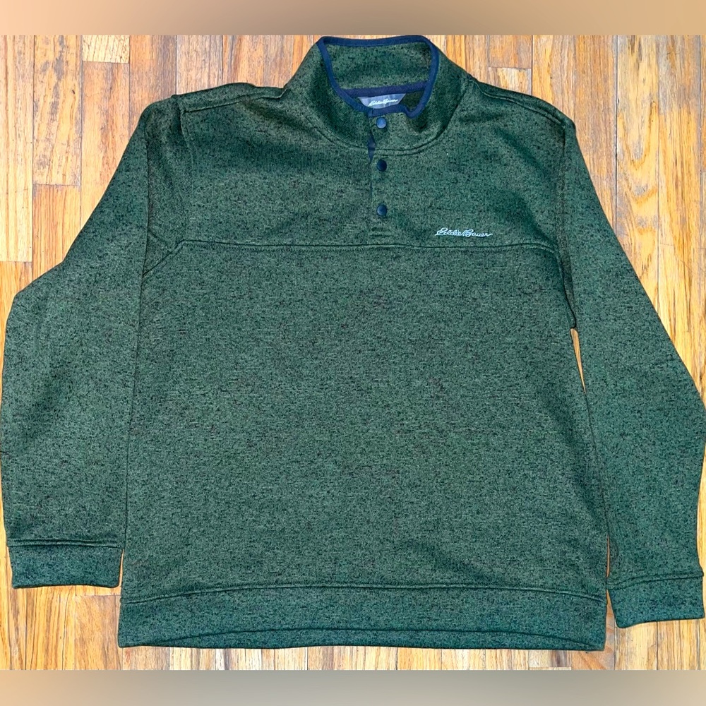 Eddie Bauer Men's Green and Grey Sweatshirt